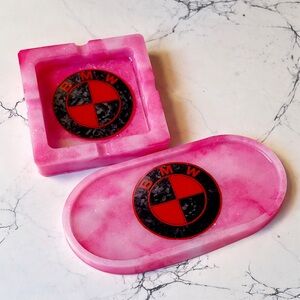 Custom Luxury BMW Ashtray And Oval Tray Set | Rich Aesthetic Collectible